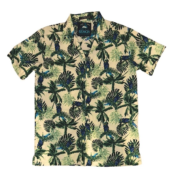Good Vibes Hawaiian Shirt Adult Small Button Down Mens  Stretch Life is a Beach - Picture 1 of 12